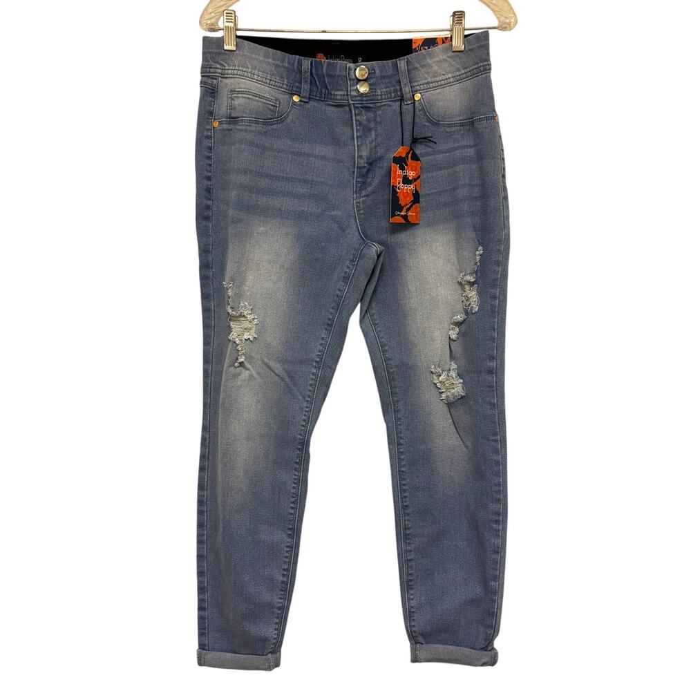 Indigo Poppy Two Button Distressed Jeans NWT Size 12